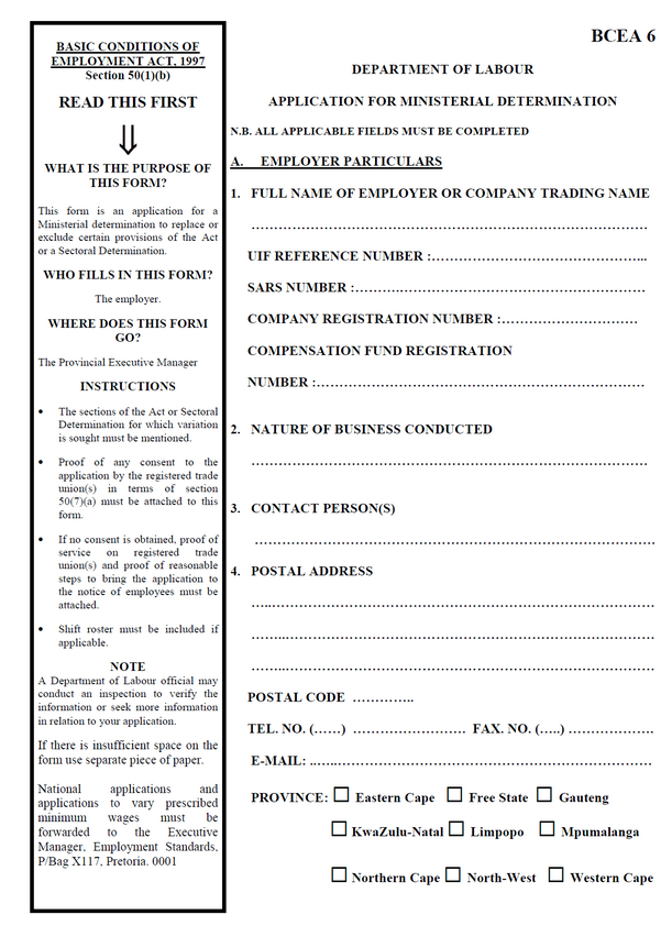 BCEA6-Application for Ministerial Determ