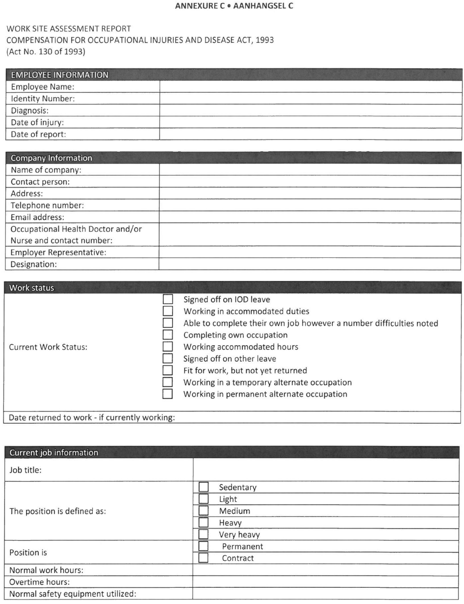 N189 Annexure C Work site Assessment report i