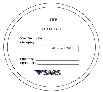 Specimen imprint of visa