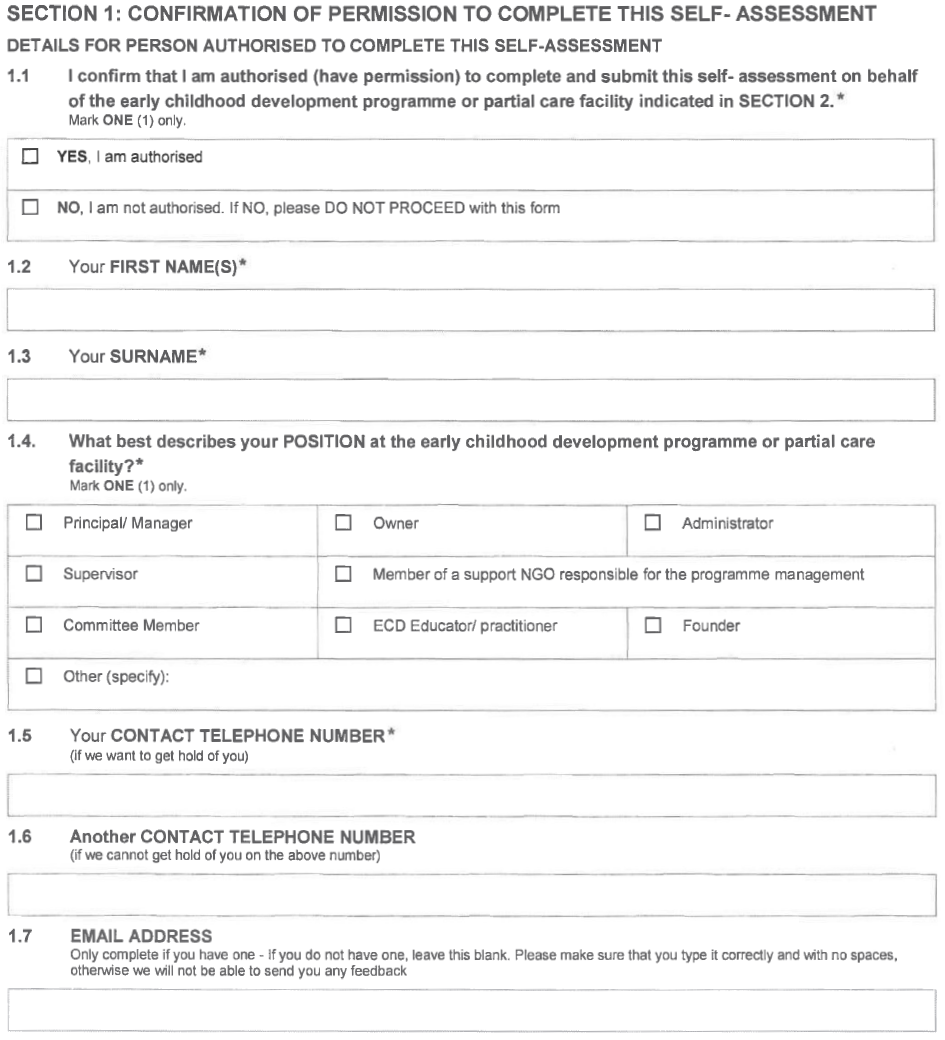 N762 Section 1 of self assessment