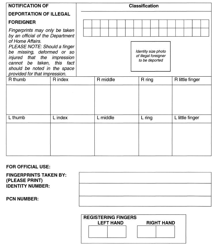 Form 35 (DHA-515) Fingerprint form