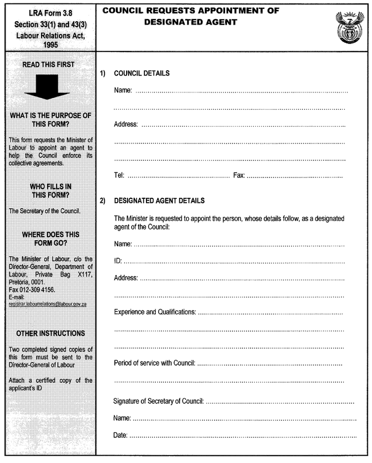 LRA Form 3.8 - Council requests appointment ...