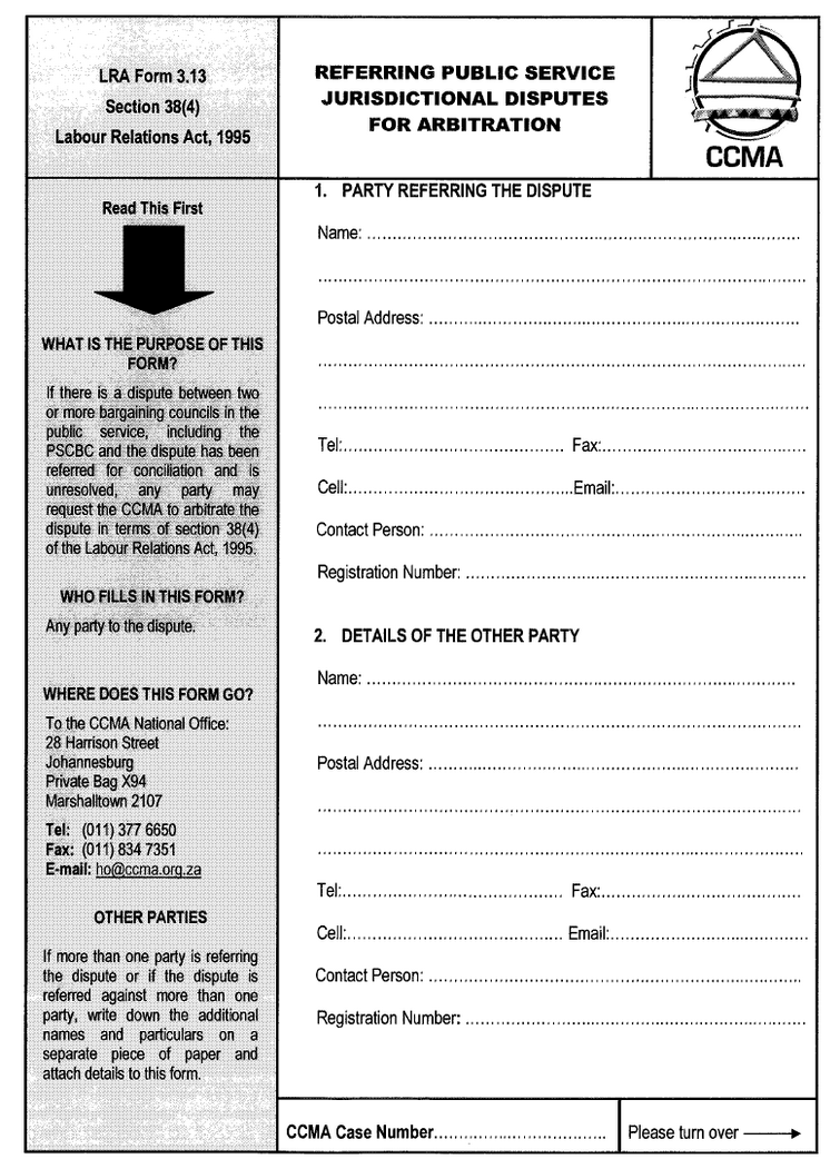 LRA Form 3.13 (page  1)