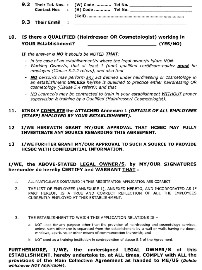 Hairdressing Council Semi National - Annexure B(4)