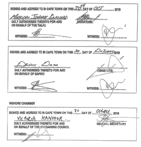 R280 Section II Clause 9 signatures