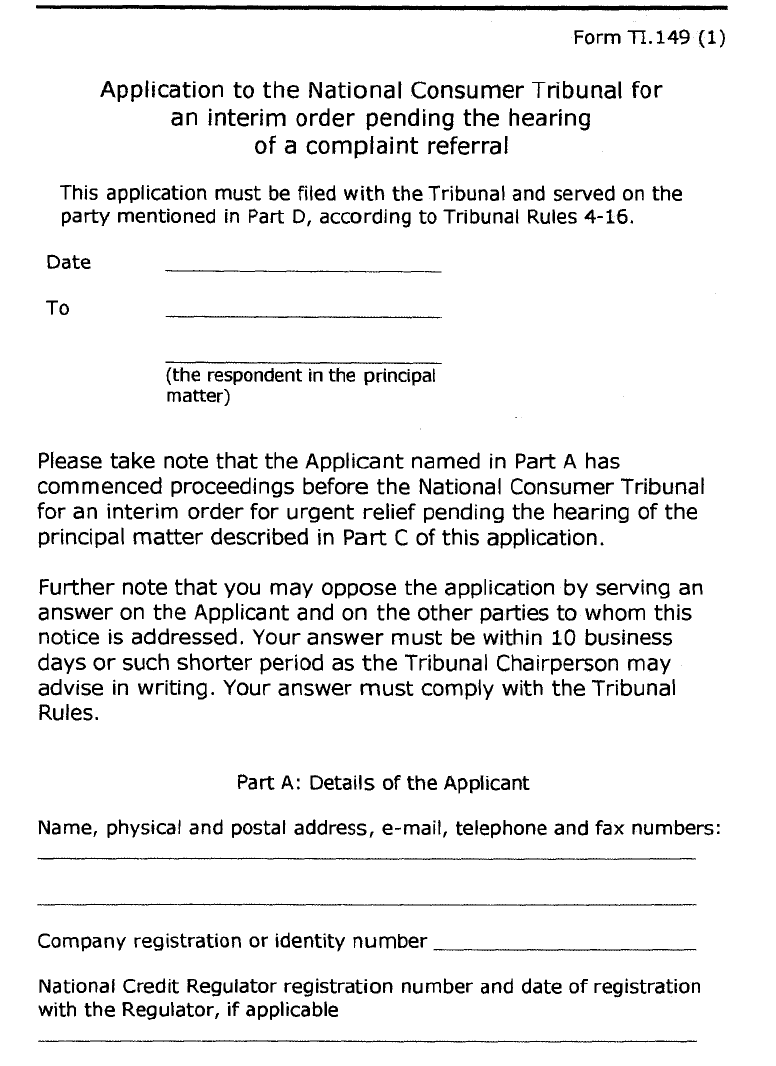 Form TI.149(1)-1