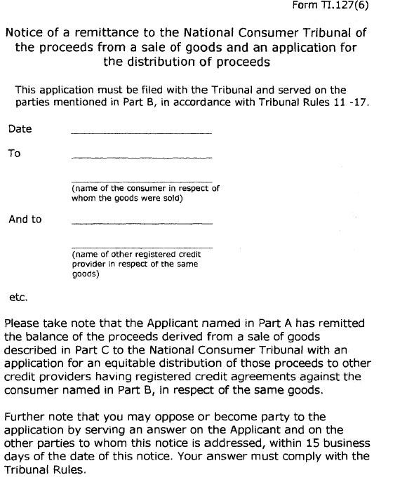 Rules Part 7 Form TI.127(6)(page 1)