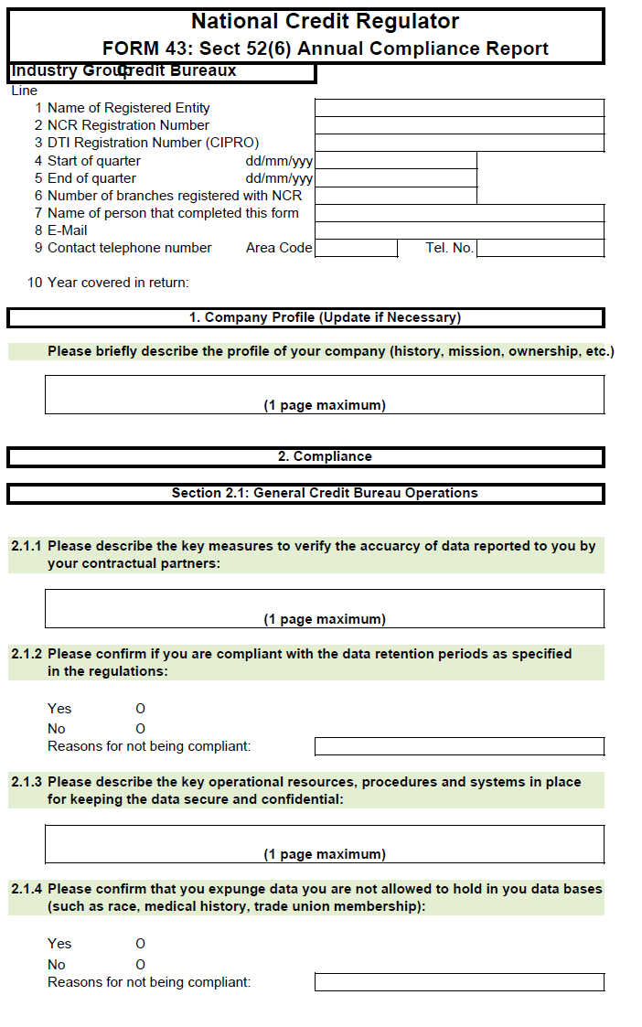 NCR Form 43 (Page 1)