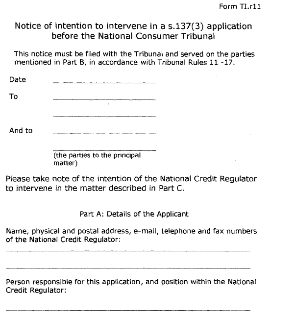 Rules Part 5 Form TI.r11 (page 1)