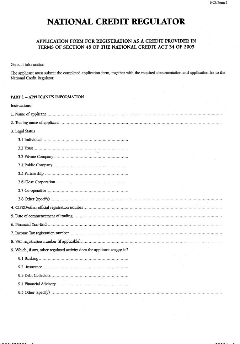 NCR Form 2 (Page 1)