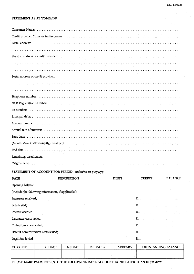 NCR Form 26