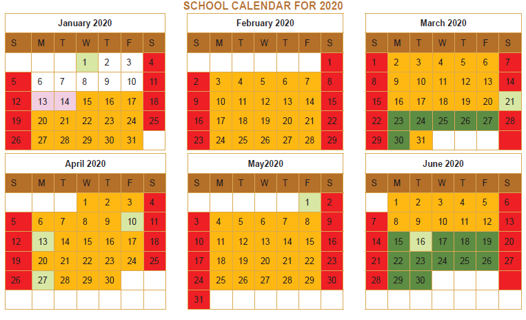 N6 School Calendar 2020