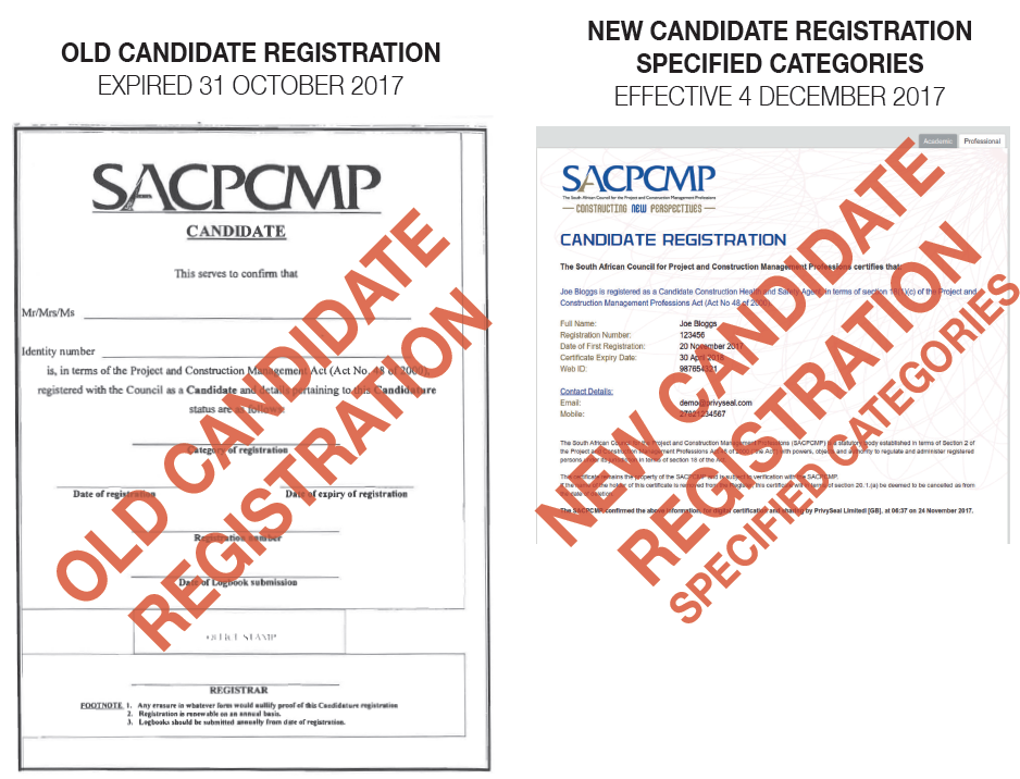 BN189 Old and New Candidate Registration Certificates