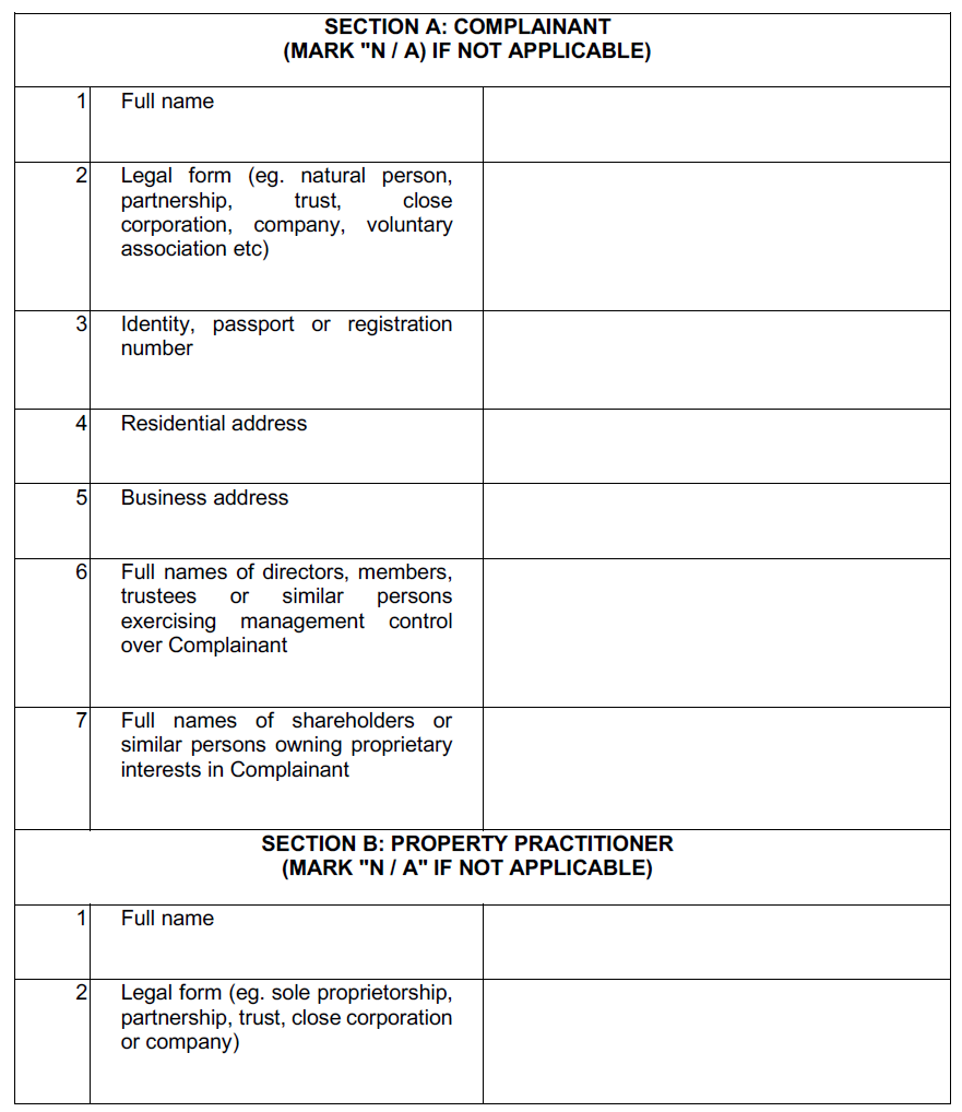 Proc47 5. Form for Lodging Complaint