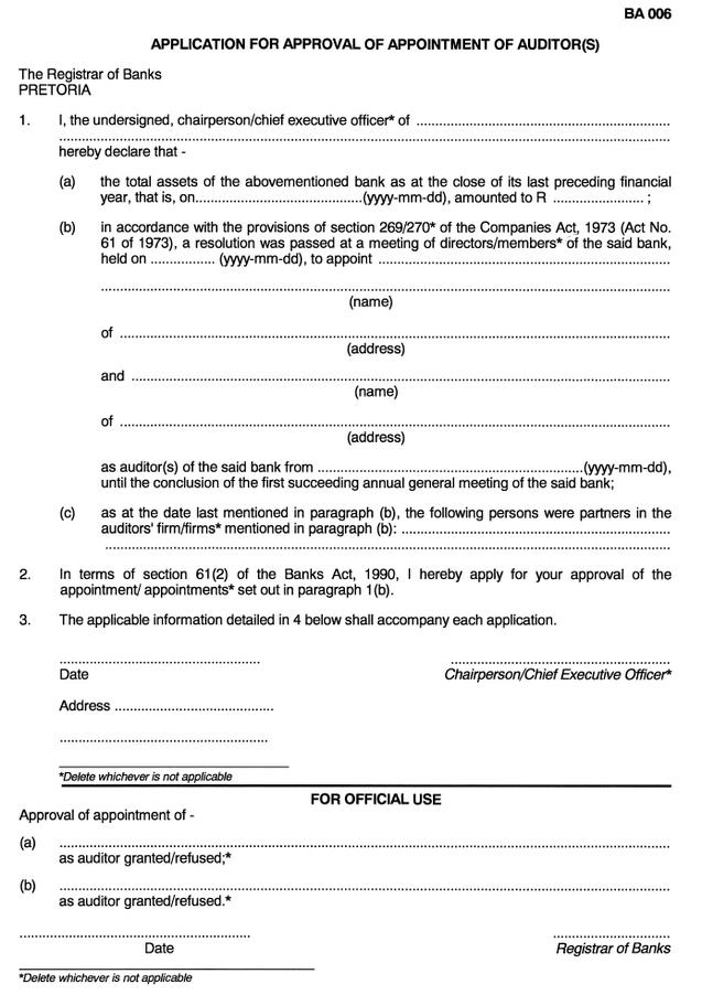 Form BA 006 (page 1)