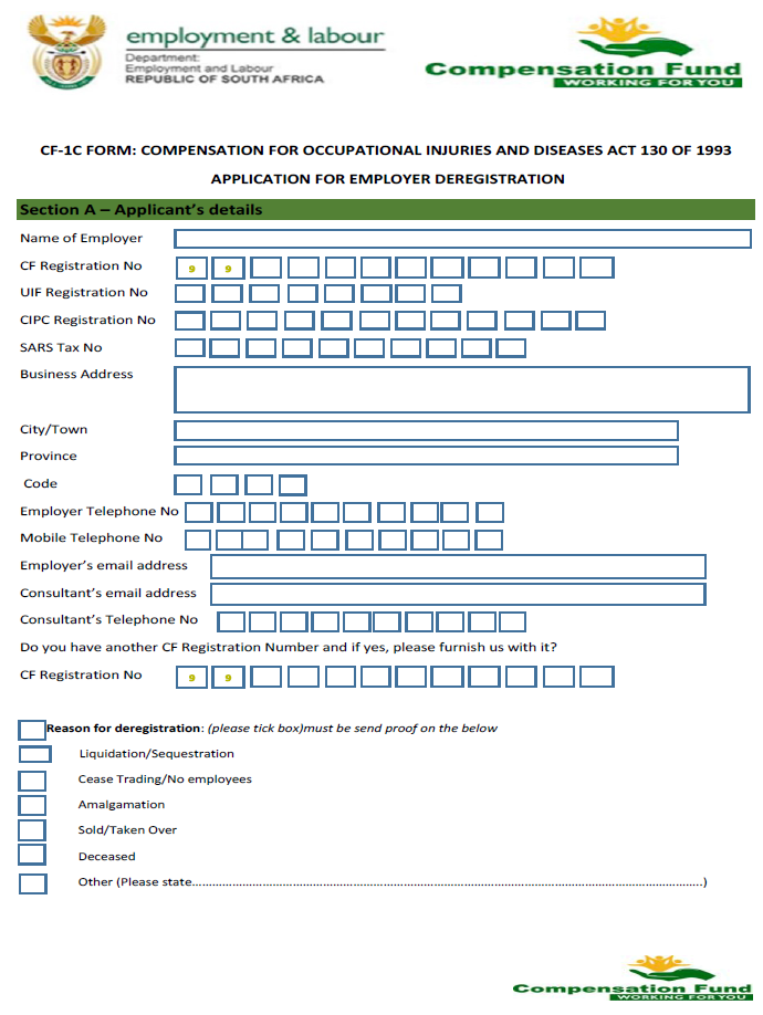 N993 CF-1C Form i Application for Employer Deregistration