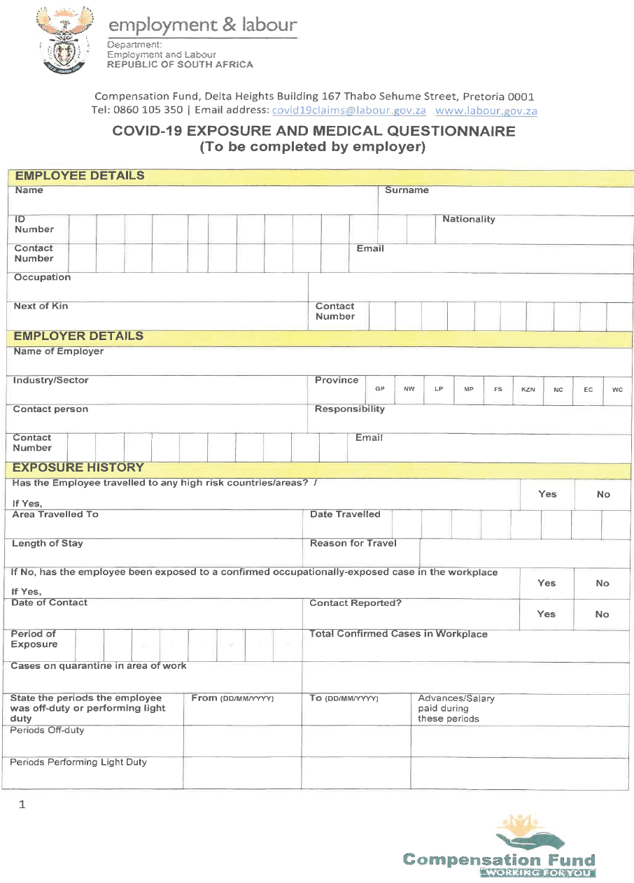 N387 Form COVID-19 Exposure and Medical Questionnaire 1