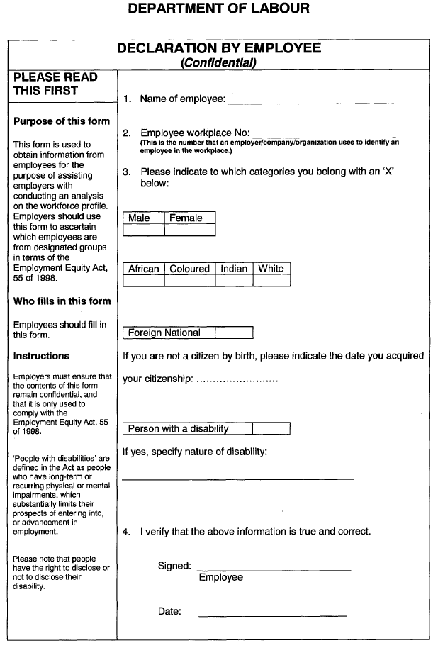 employee demographic form