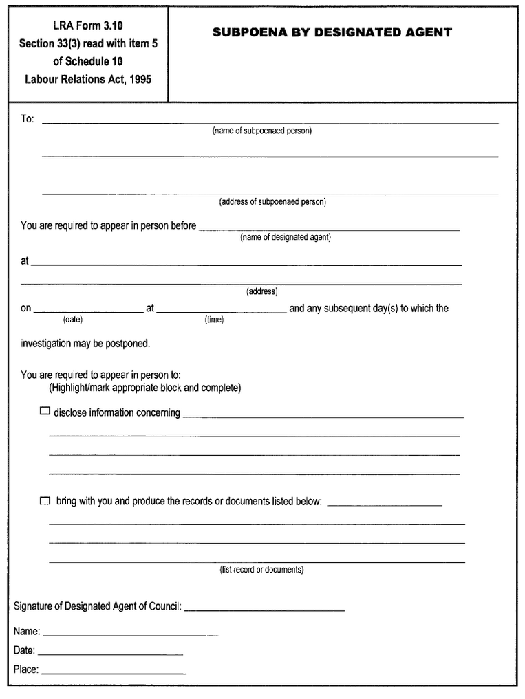 LRA Form 3.10 - Subpoena by designated