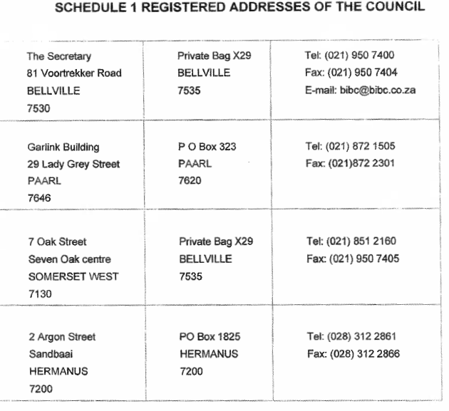 R3667 Sched 1 Registered addresses of the Council