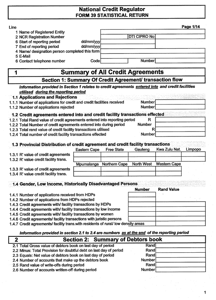 NCR Form 39 (Page 1)
