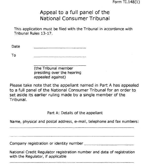 Rules Part 6 Form TI.148(1)(page 1)