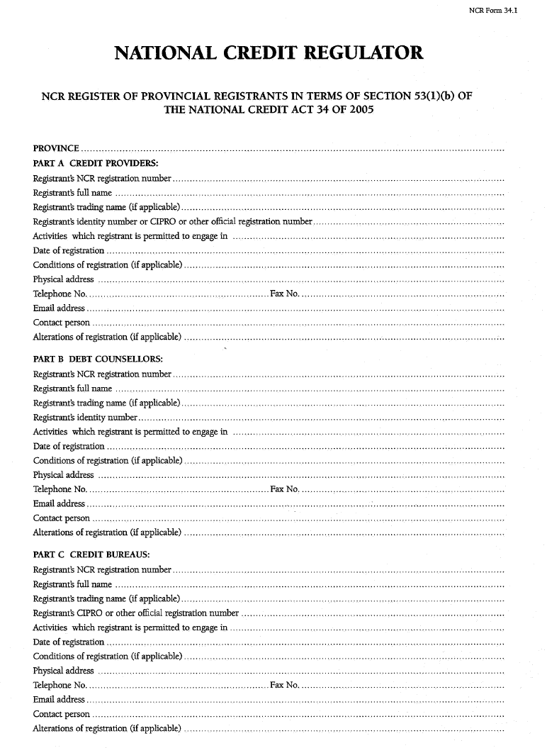 NCR Form 34.1