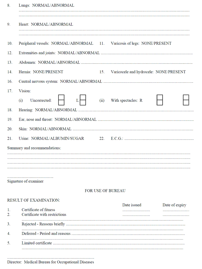 Application for examination for certificate of fitness-(3)
